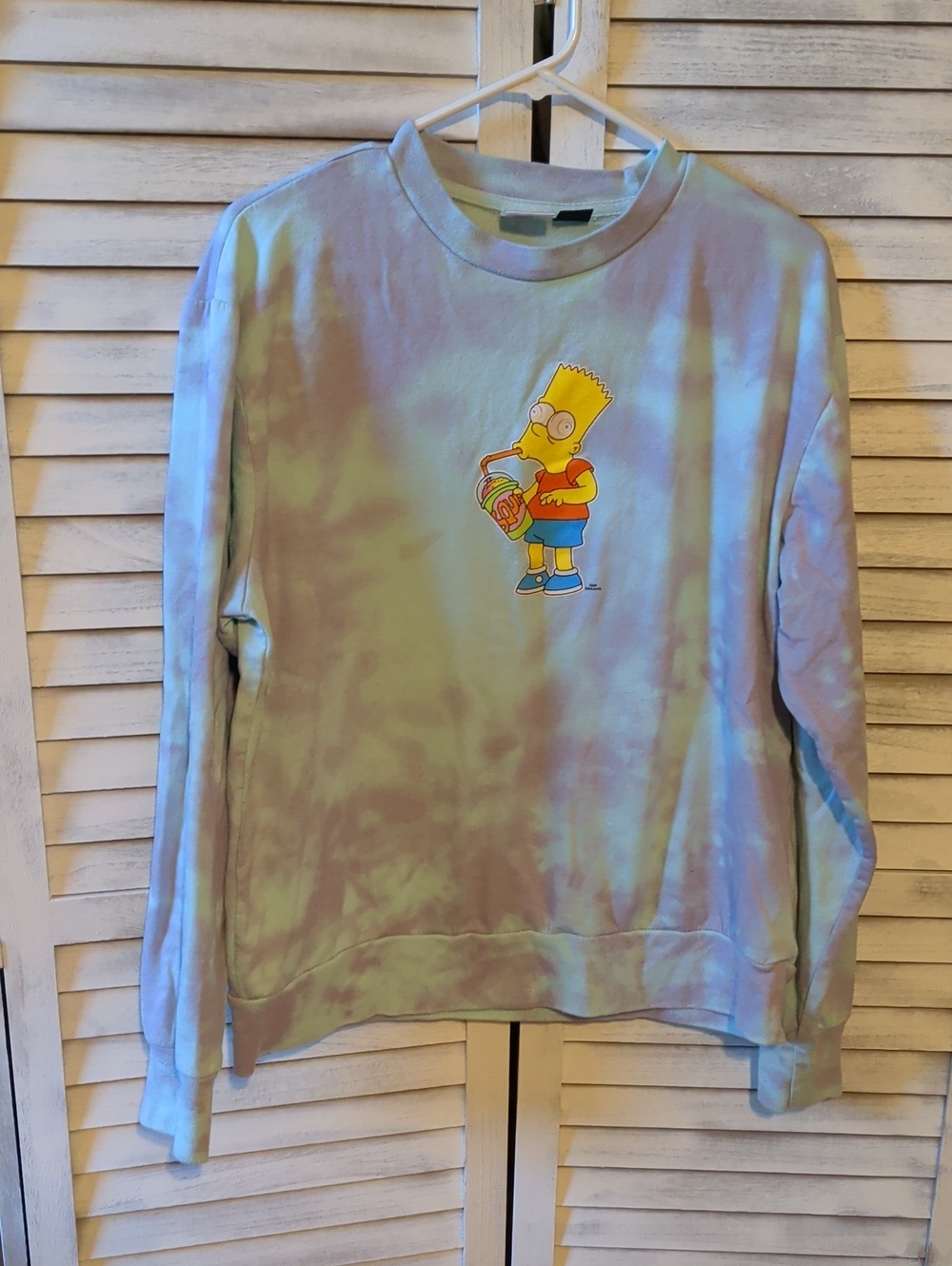Tie-Dye Bart Simpson Crewneck Sweatshirt - Pastel Blue & Green